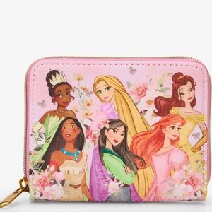 Loungefly Disney Princess Group Pink Mini Zipper Wallet